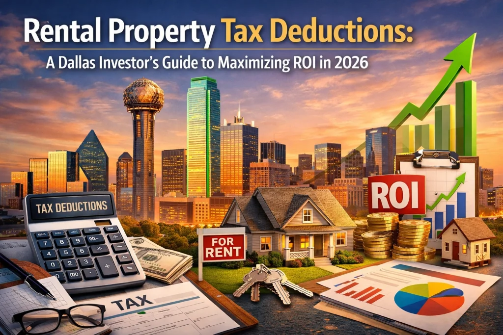 Dallas investor reviewing rental property tax deductions with CPA at desk in 2026